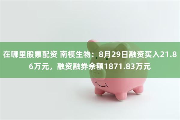 在哪里股票配资 南模生物：8月29日融资买入21.86万元，融资融券余额1871.83万元