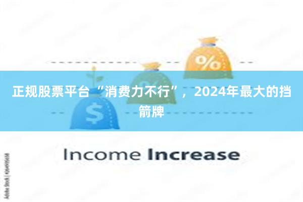 正规股票平台 “消费力不行”，2024年最大的挡箭牌